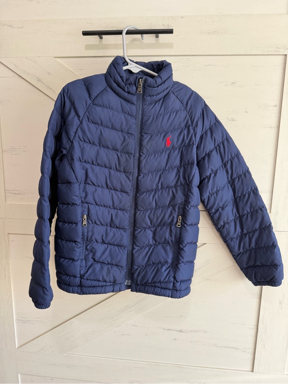 Polo by Ralph Lauren Navy Puffer Jacket with Red Polo Logo